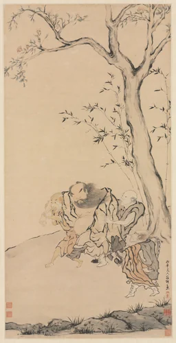 Zhong Kui Supported by Ghosts by Luo Ping, painting, 1750-1799