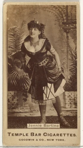 Jennie Bartine, from the Actors and Actresses series (N171) for Temple Bar Cigarettes by Goodwin & Company, photograph, 1886-1890