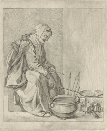 Koekenbakster by Pieter de Mare, print, 1768-1796
