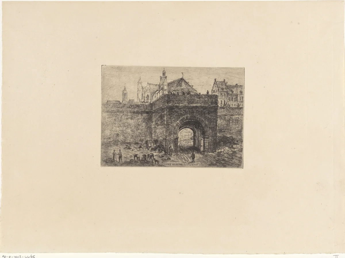 Onze-Lieve-Vrouwepoort te Maastricht by Alexander Schaepkens, print, 1830-1899