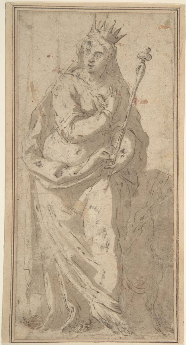 Juno by Jacopo Palma, drawing, 1500-1600