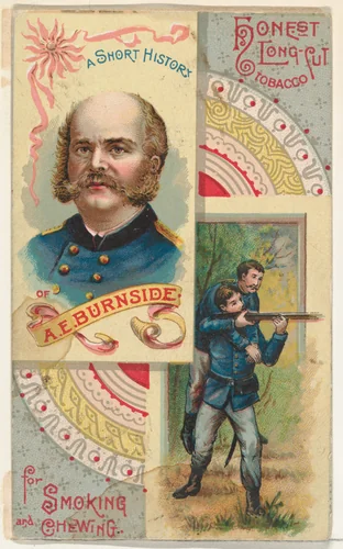 A Short History of General A. E. Burnside, from the Histories of Generals series (N114) issued by W. Duke, Sons & Co. to promote Honest Long Cut Smoking and Chewing Tobacco by W. Duke, Sons & Co., print, 1888