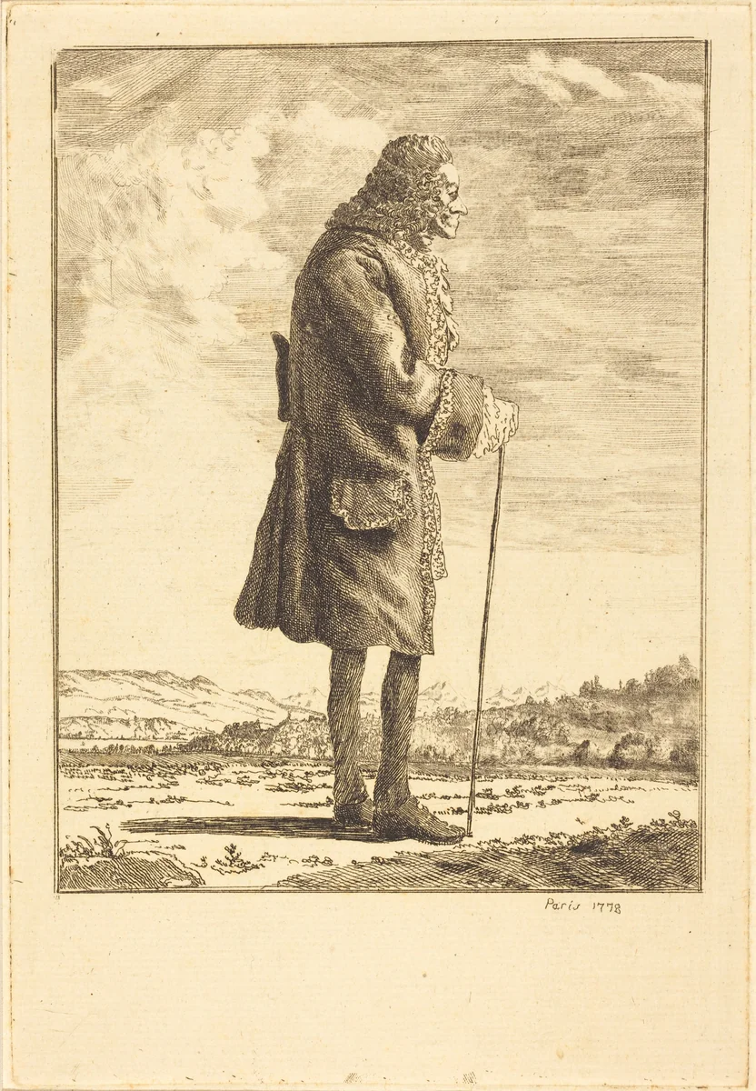 Voltaire by Jean Huber, print, 1778