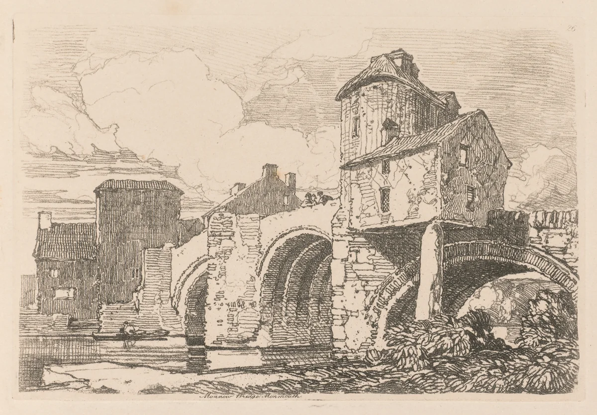 Liber Studiorum: Plate 26, Monnow Bridge, Monmouthshire by John Sell Cotman, book, 1838