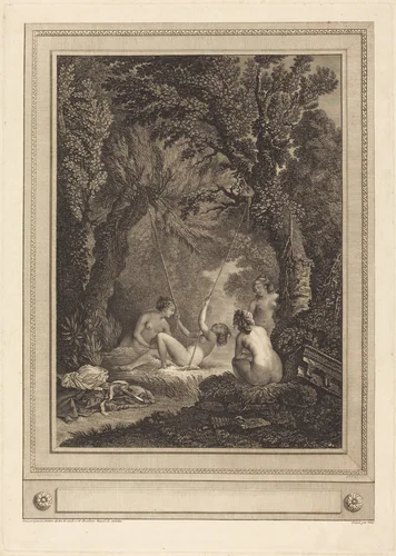 La balancoire mysterieuse by Gérard Vidal; Nicolas Lavreince, print, 1784