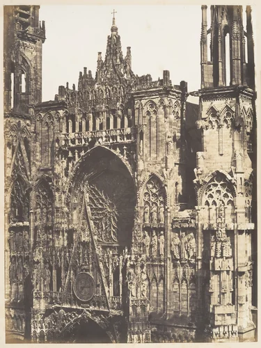 Haut de Portail, Côté de la Place, Cathédrale de Rouen by Edmond Bacot, photograph, 1852-1854
