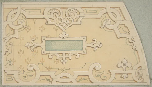 Design for the decoration of the stairway in the Chateau d'Ognon of M. de Machy (Oise, France) by Jules-Edmond-Charles Lachaise, drawing, 1850-1900
