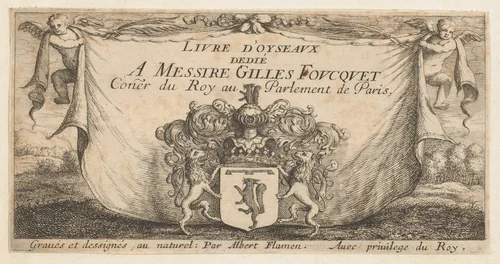 Title Page from "Livre d'Oyseaux" (Book of Birds) by Albert Flamen, print, 1650-1665