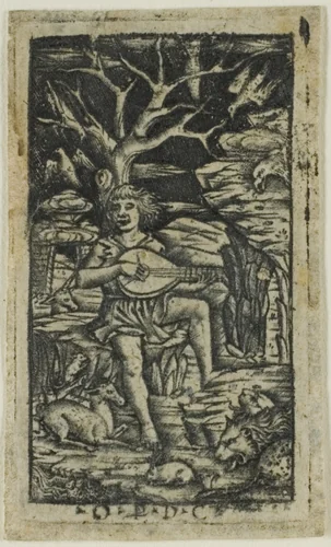 Orpheus Charming the Animals by Peregrino da Cesena, print, 1490-1510