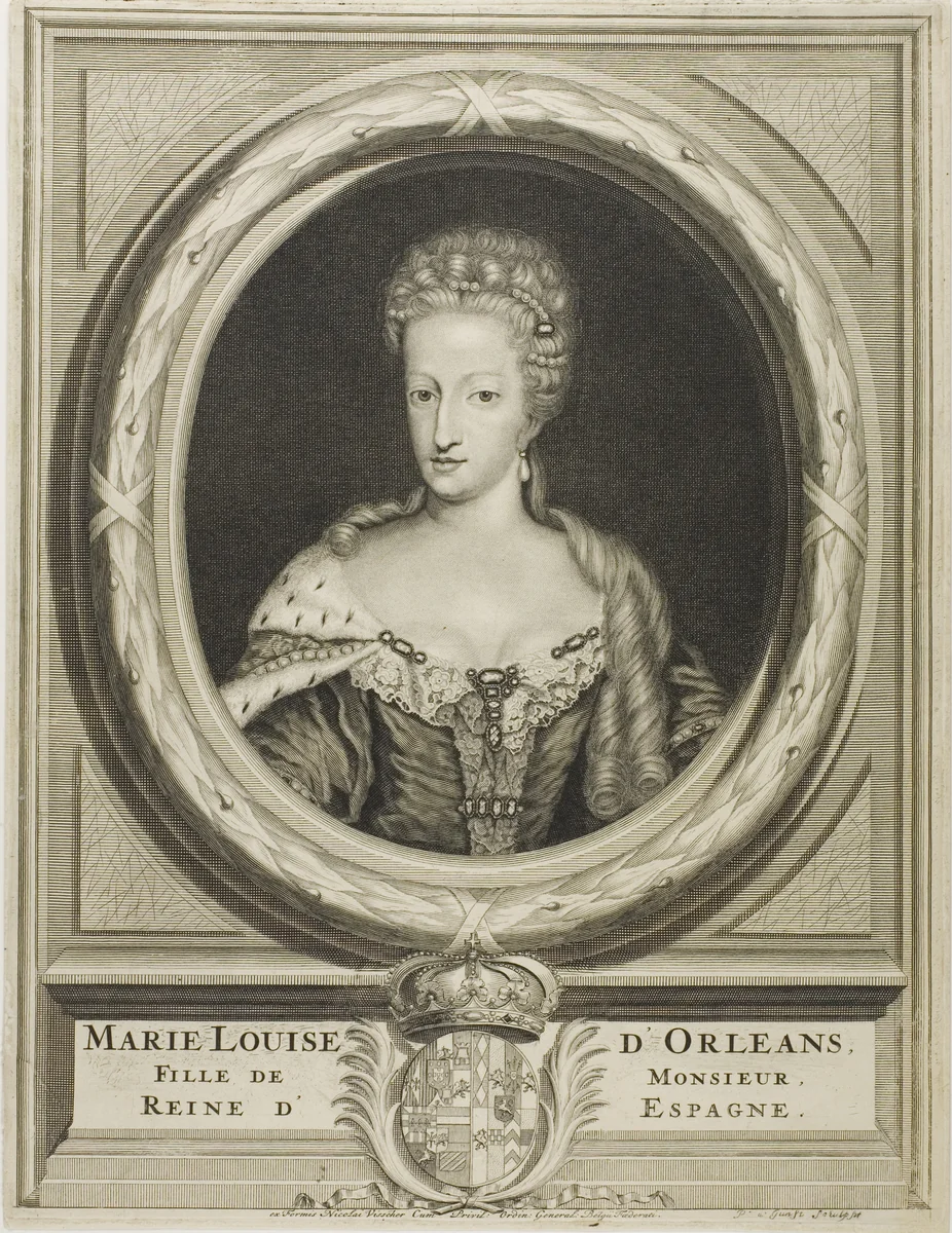Marie Louise d'Orleans by Pieter Stevens van Gunst, print, 1679-1735