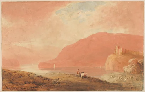 Castle on a River by Robert Walter Weir, drawing, 1820-1850