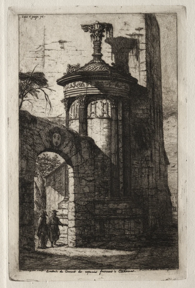 Entrance to the French Capuchin Convent at Athens by Charles Meryon, print, 1854