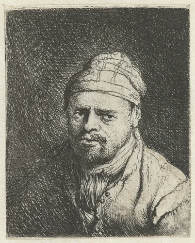 Borstbeeld van een kok met een muts by Jan Lievens, print, 1625-1674