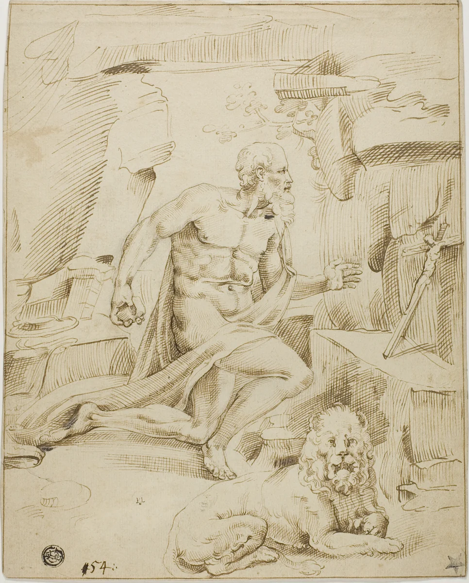 Saint Jerome by Bartolommeo Passarotti, drawing, 1549-1700