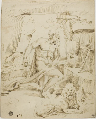 Saint Jerome by Bartolommeo Passarotti, drawing, 1549-1700
