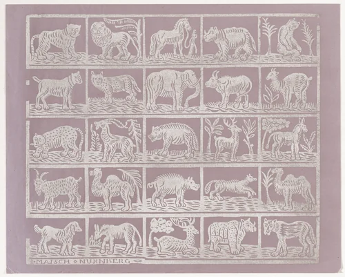 Endpaper with Animals by Johann Maisch, print, 1800-1849