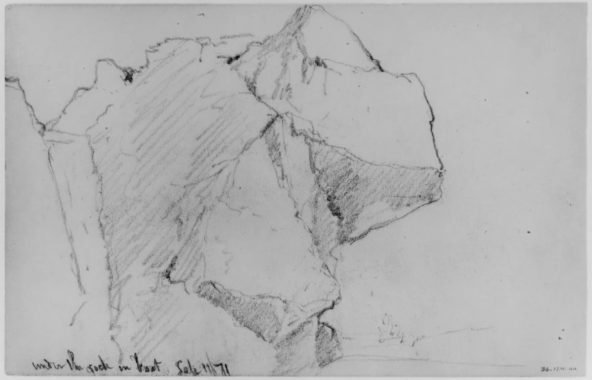 Rock Study, 1871 (from Sketchbook) by Daniel Huntington, artwork, 1870