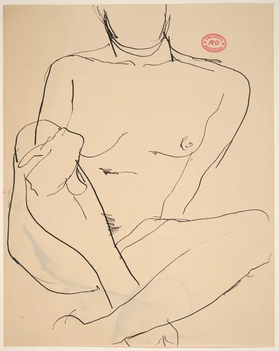 Untitled [nude with crossed legs and right hand on her knee] by Richard Diebenkorn, drawing, 1955-1967