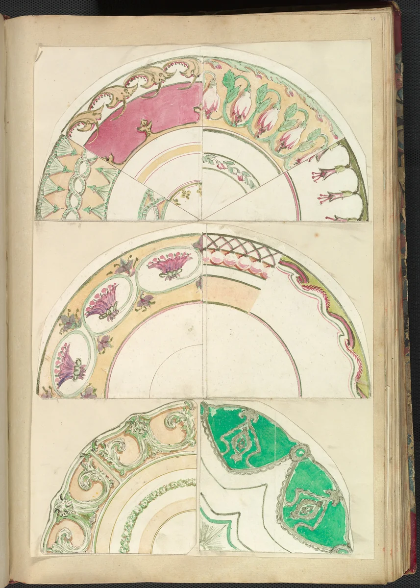 Nine Designs for Decorated Plates by Alfred Forrester, drawing, 1845-1855