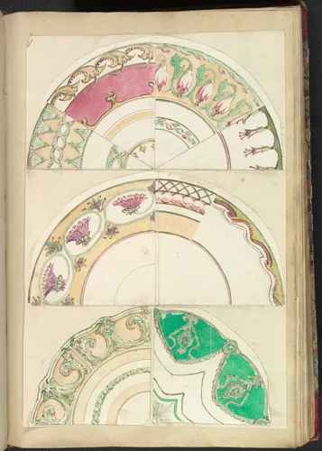Nine Designs for Decorated Plates by Alfred Forrester, drawing, 1845-1855