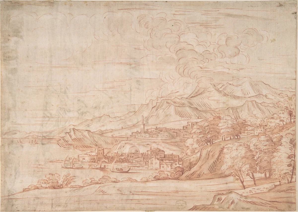 Landscape by anonymous, drawing, 1600-1700