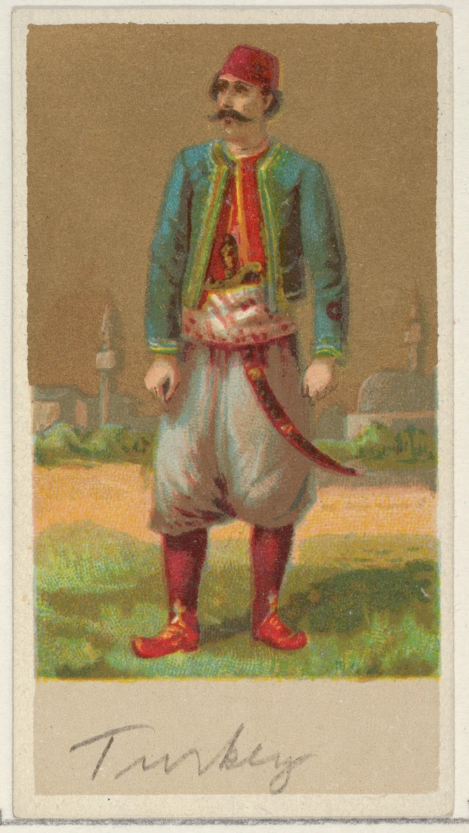 Turkey, from the Natives in Costume series (N16), Teofani Issue, for Allen & Ginter Cigarettes Brands by Allen & Ginter, print, 1886-1900