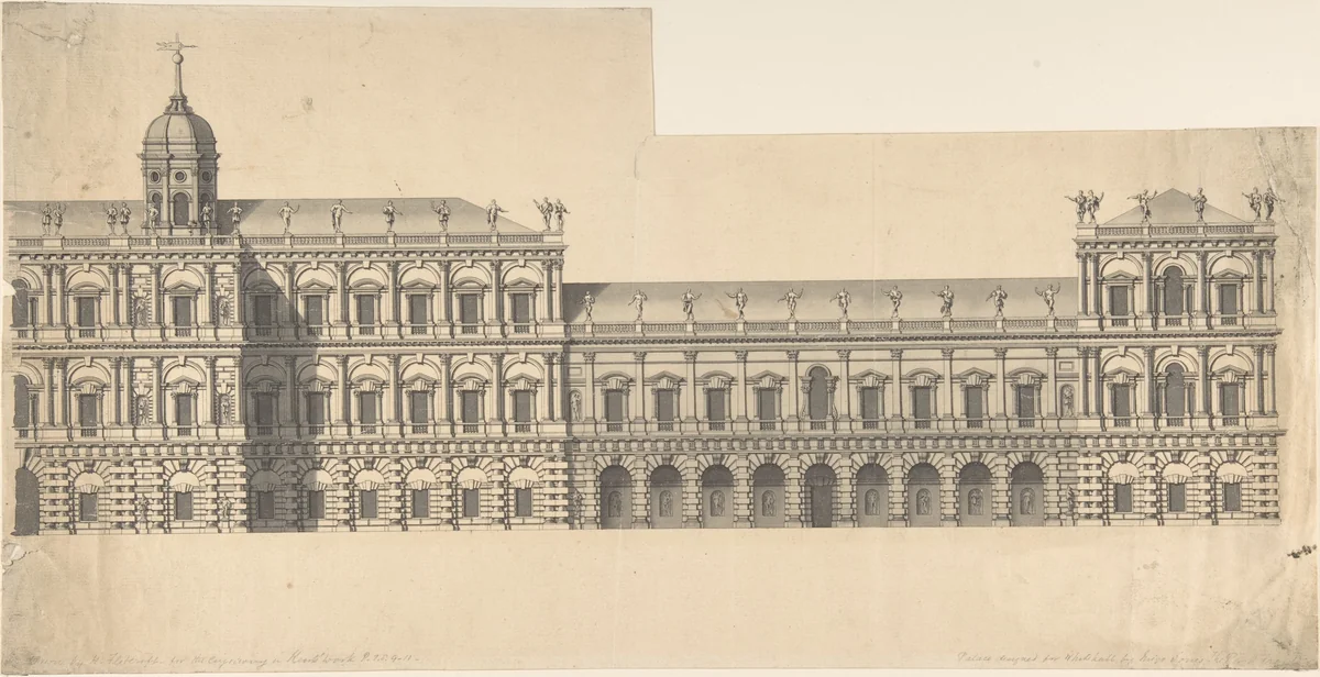Whitehall Palace by Henry Flitcroft, drawing, 1715-1770