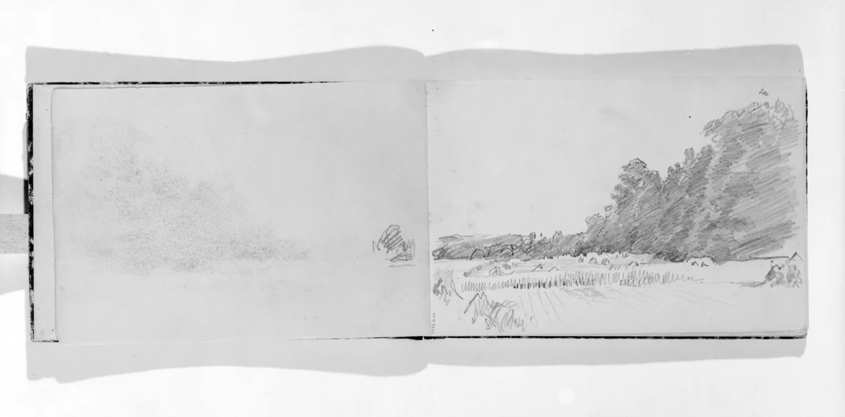 View of Field and Tress (from Sketchbook VII) by William Trost Richards, artwork, 1886