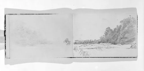 View of Field and Tress (from Sketchbook VII) by William Trost Richards, artwork, 1886