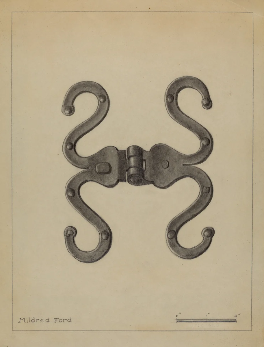 Pa. German Hinge by Mildred Ford, index of american design, 1936