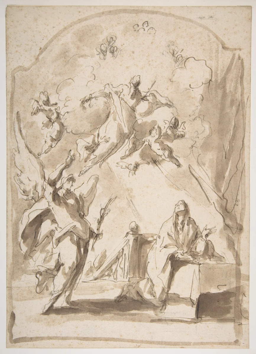The Annunciation by Giovanni Antonio Pellegrini, drawing, 1675-1741