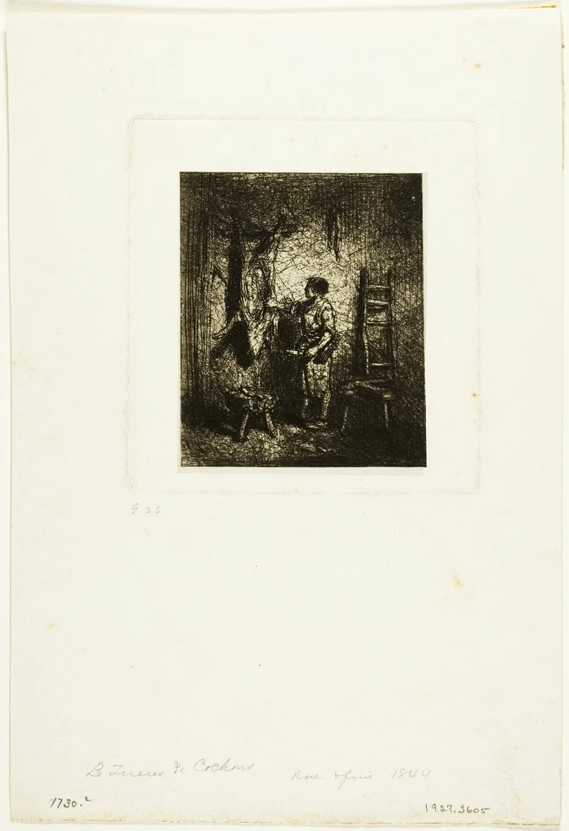 The Pig-Butcher by Charles-Émile Jacque, print, 1844