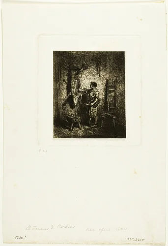 The Pig-Butcher by Charles-Émile Jacque, print, 1844