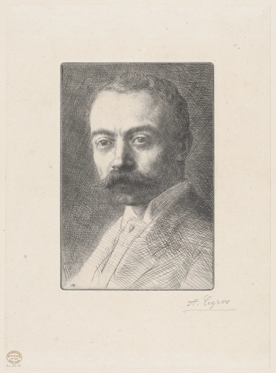 Portrait Head of Edward D. Adams by Alphonse Legros, print, 1892