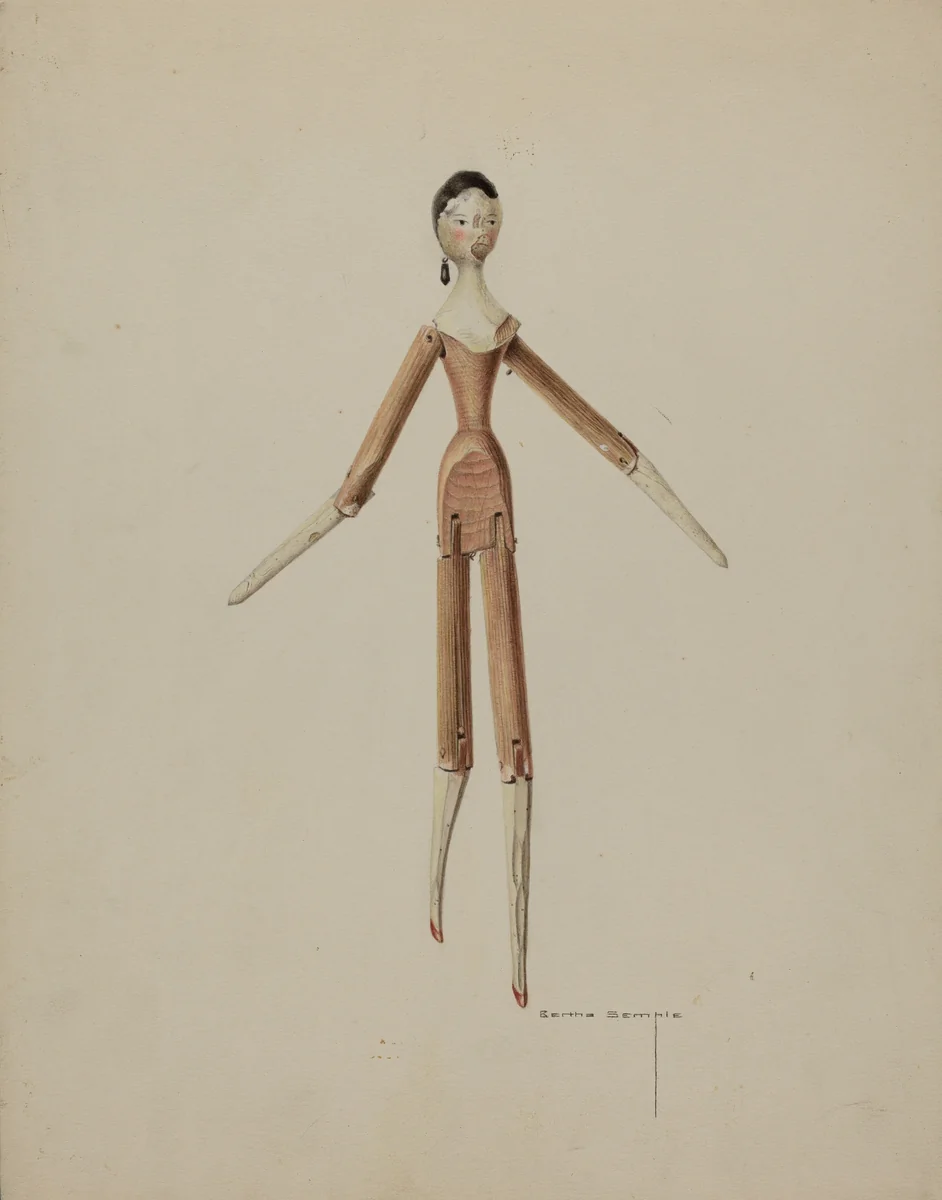 Wooden Doll by Bertha Semple, index of american design, 1939