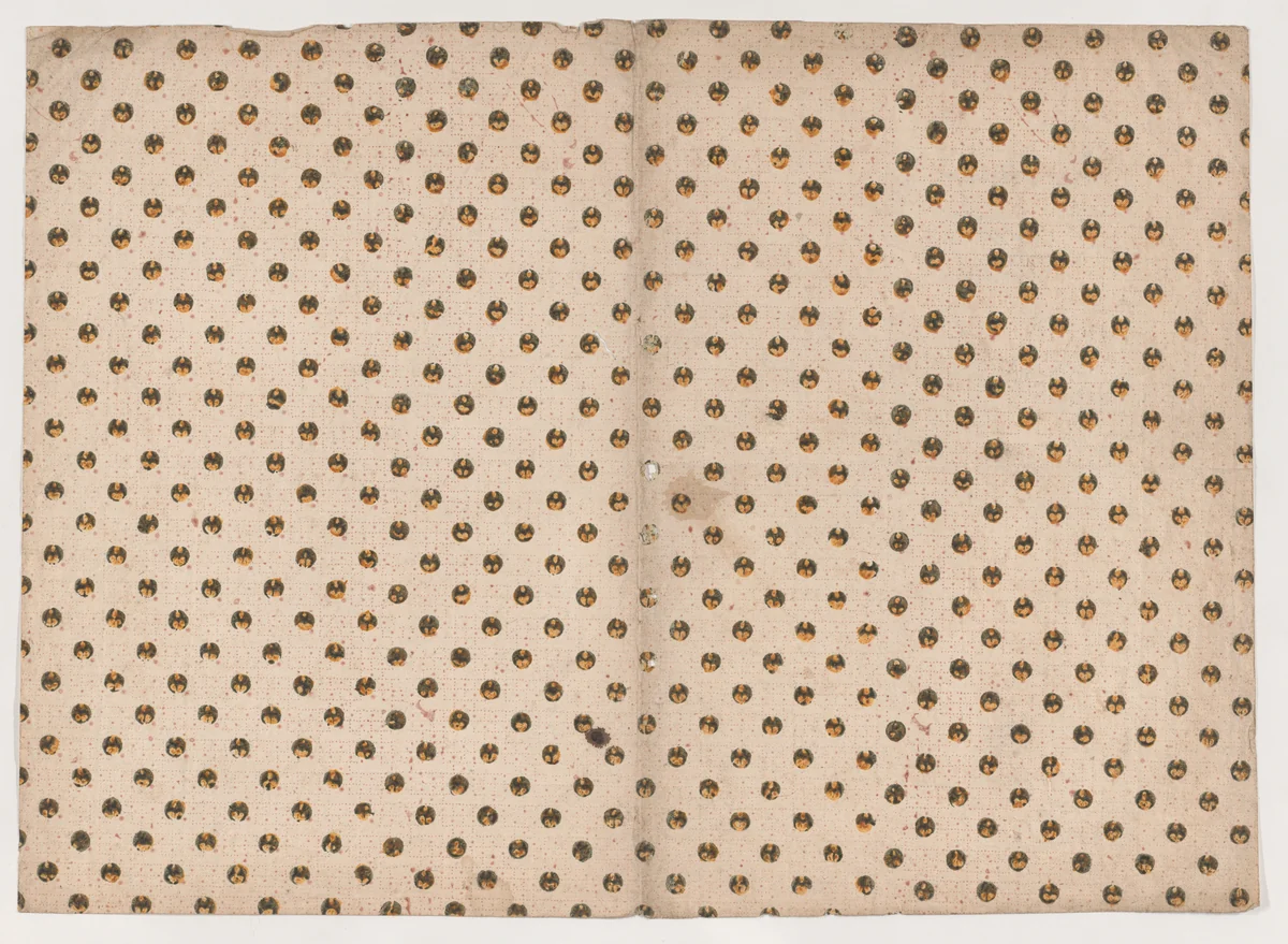 Book cover with overal circle and dot pattern by anonymous, print, 1800-1900