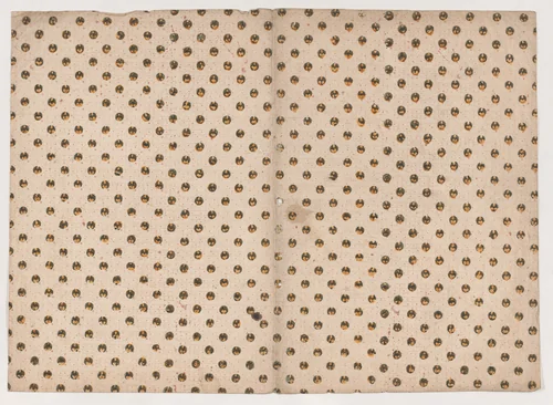 Book cover with overal circle and dot pattern by anonymous, print, 1800-1900