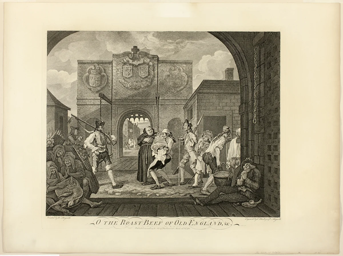 The Roast Beef of Old England by William Hogarth, print, 1748-1749