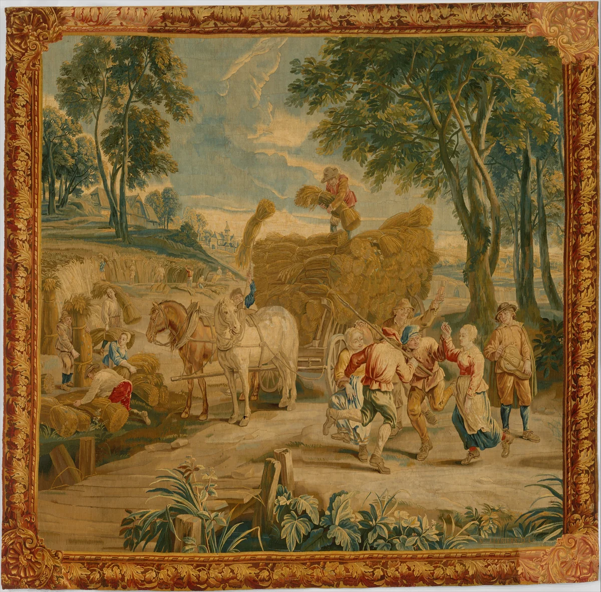 The Harvest by Urbanus Leyniers, textile, 1712-1728
