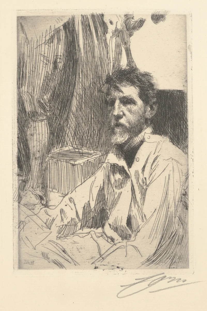 Augustus Saint Gaudens by Anders Zorn, print, 1897
