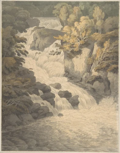 Cascade of the Aray at Inveraray (Scotland) by John White Abbott, drawing, 1791