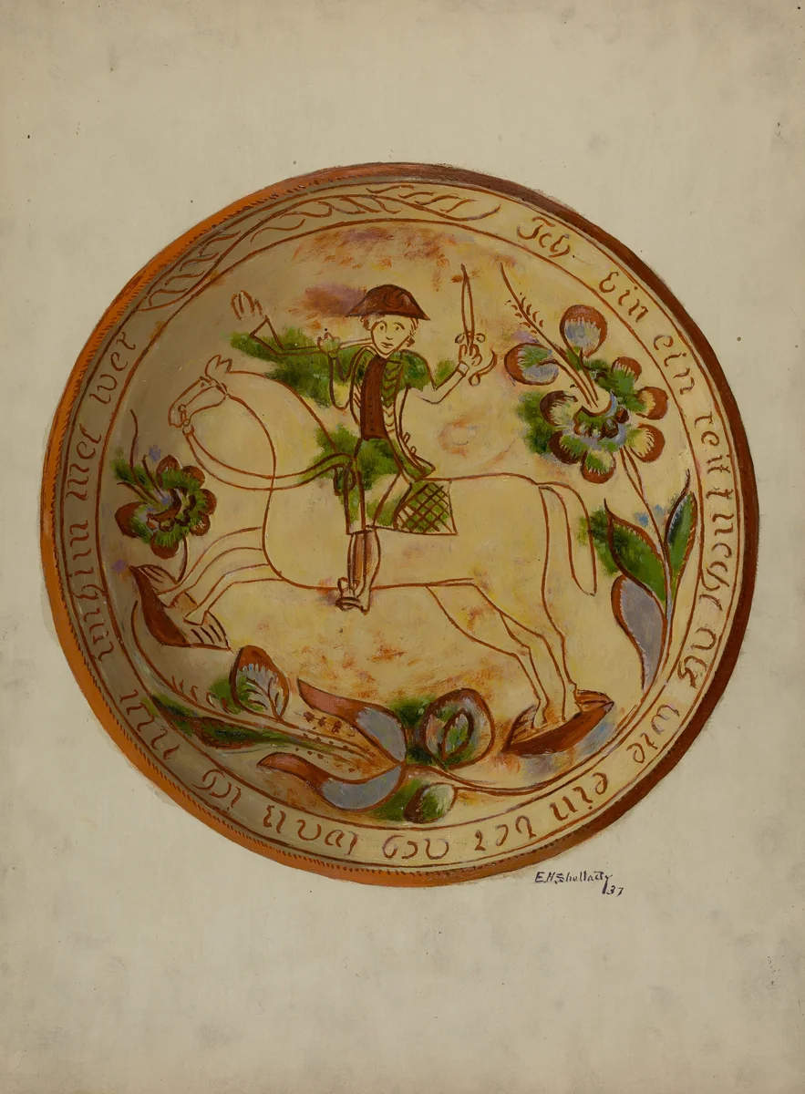 Pa. German Plate by Archie Thompson, index of american design, 1941