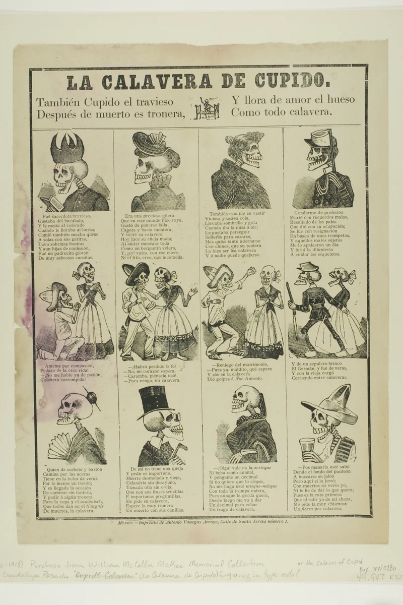 Cupid's Calavera by José Guadalupe Posada, print, 1871-1913