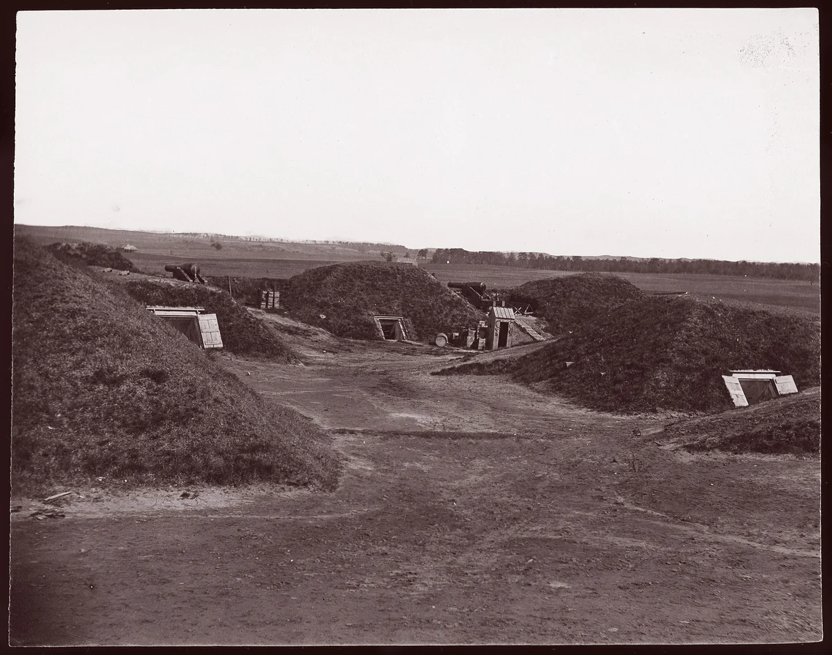 [Interior of Confederate Fort Darling, Drewry's Bluff, James River, Virginia] by William Frank Browne, photograph, 1865