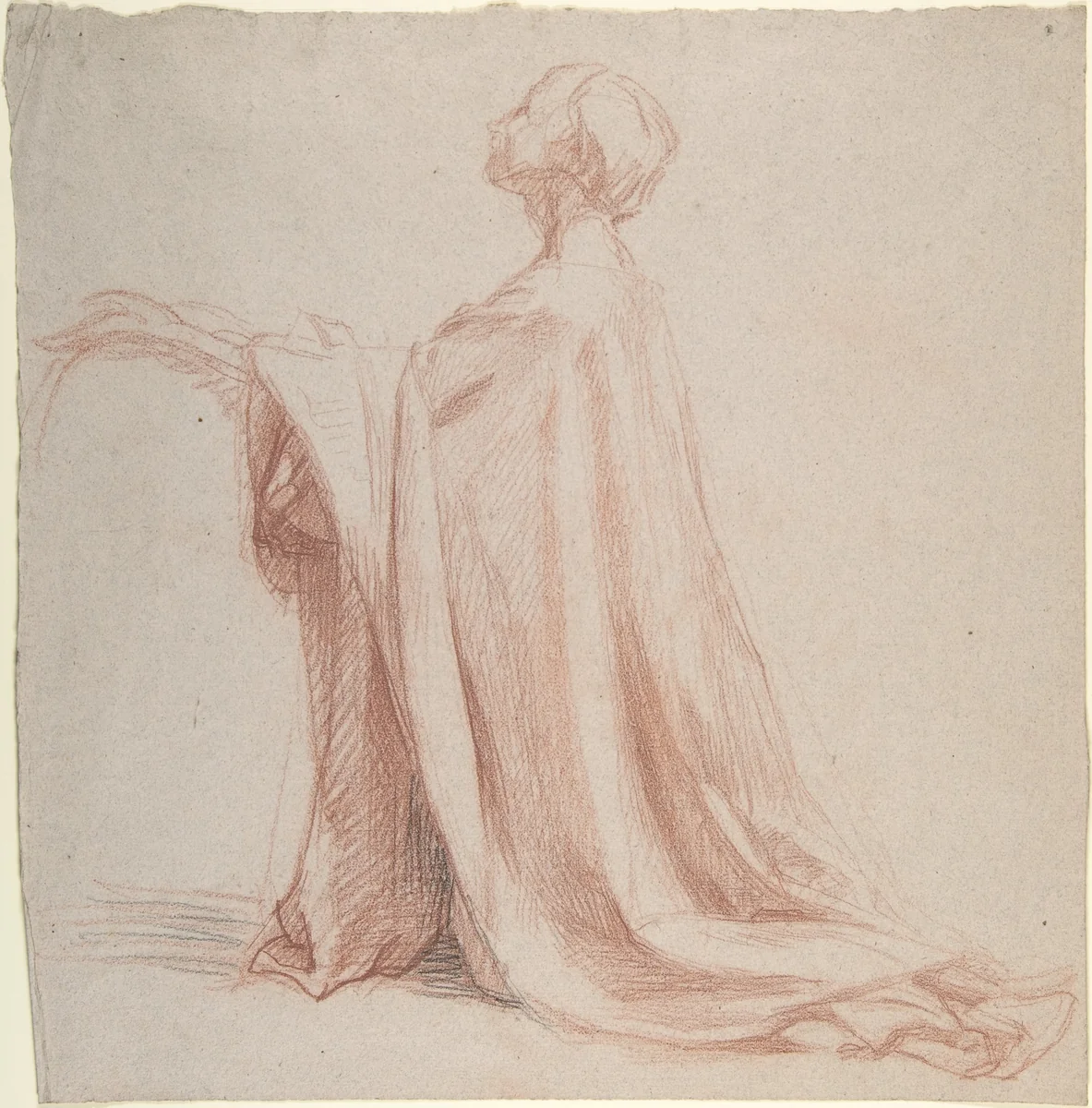 Kneeling Draped Figure by Alexandre Laemlein, drawing, 1830-1871