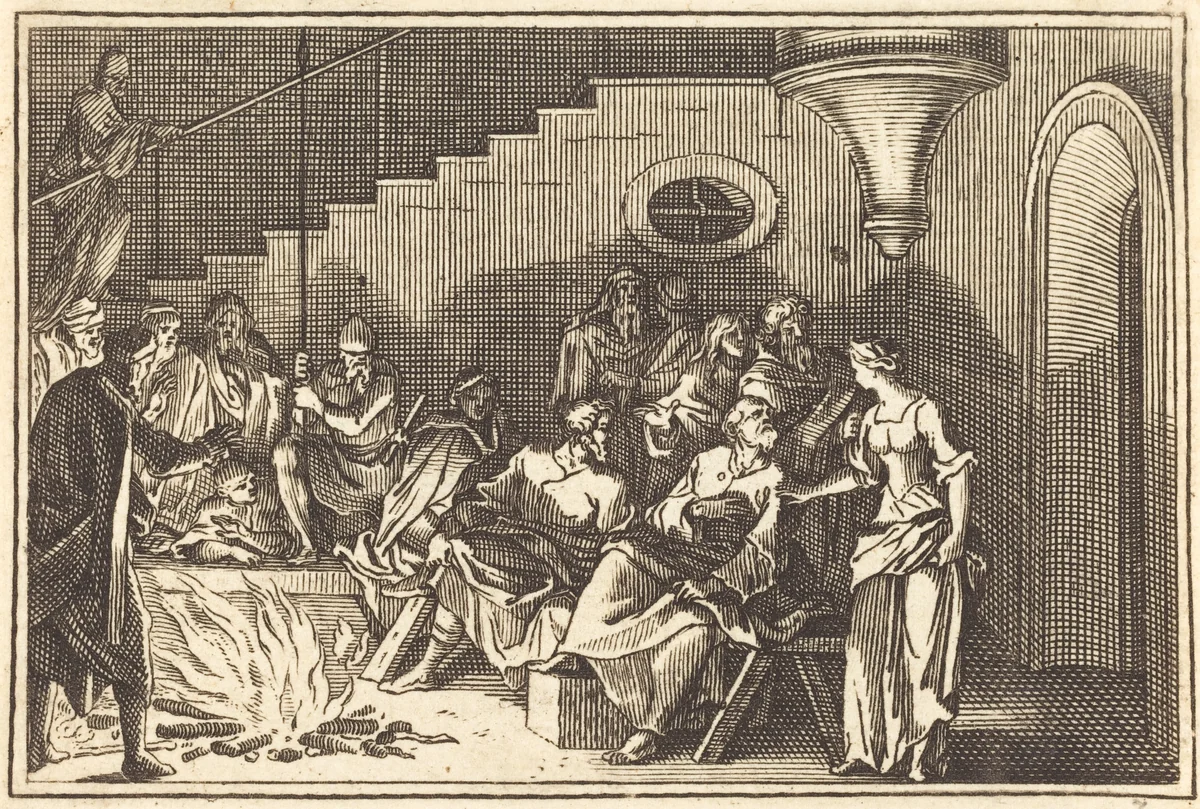 Peter Denying Christ by Sébastien Le Clerc I, print, 1600-1699
