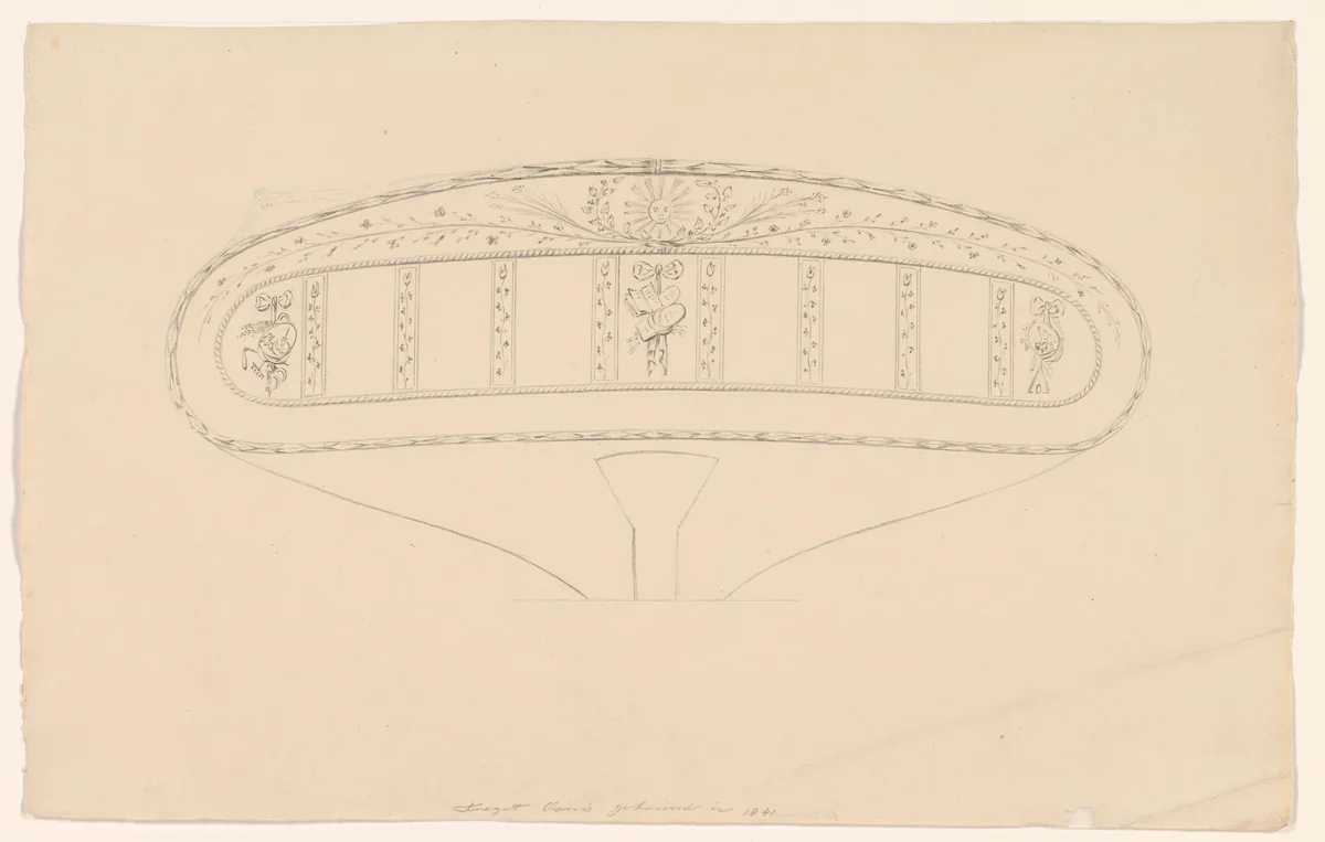 Ontwerp voor de decoratie van de spiegel van het fregat Osiris by A.J. Schouten, drawing, 1841