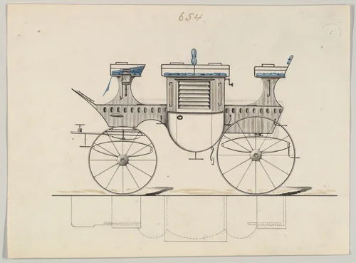 Mail Coach #654 by Brewster & Co., drawing, 1850-1870