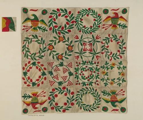 Quilt by Charlotte Angus, index of american design, 1935-1942