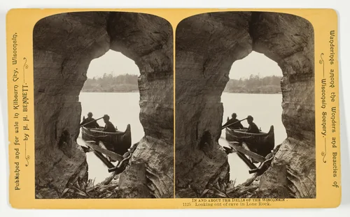 Looking out of cave in Lone Rock, No. 1125 from the series "In and About the Dells of the Wisconsin River" by Henry Hamilton Bennett, photograph, 1870-1908